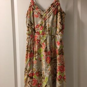 Old navy tan floral sleeveless dress